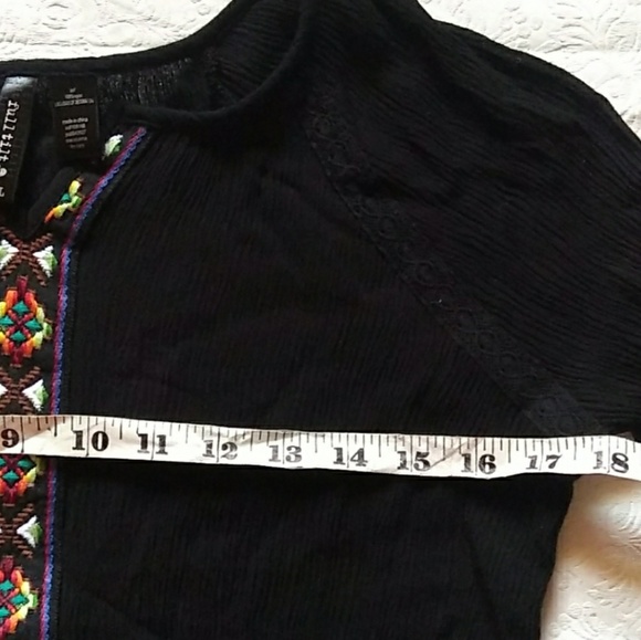 NWOT Full Tilt Aztec Embroidered Gauzy Boho Top - Picture 4 of 8